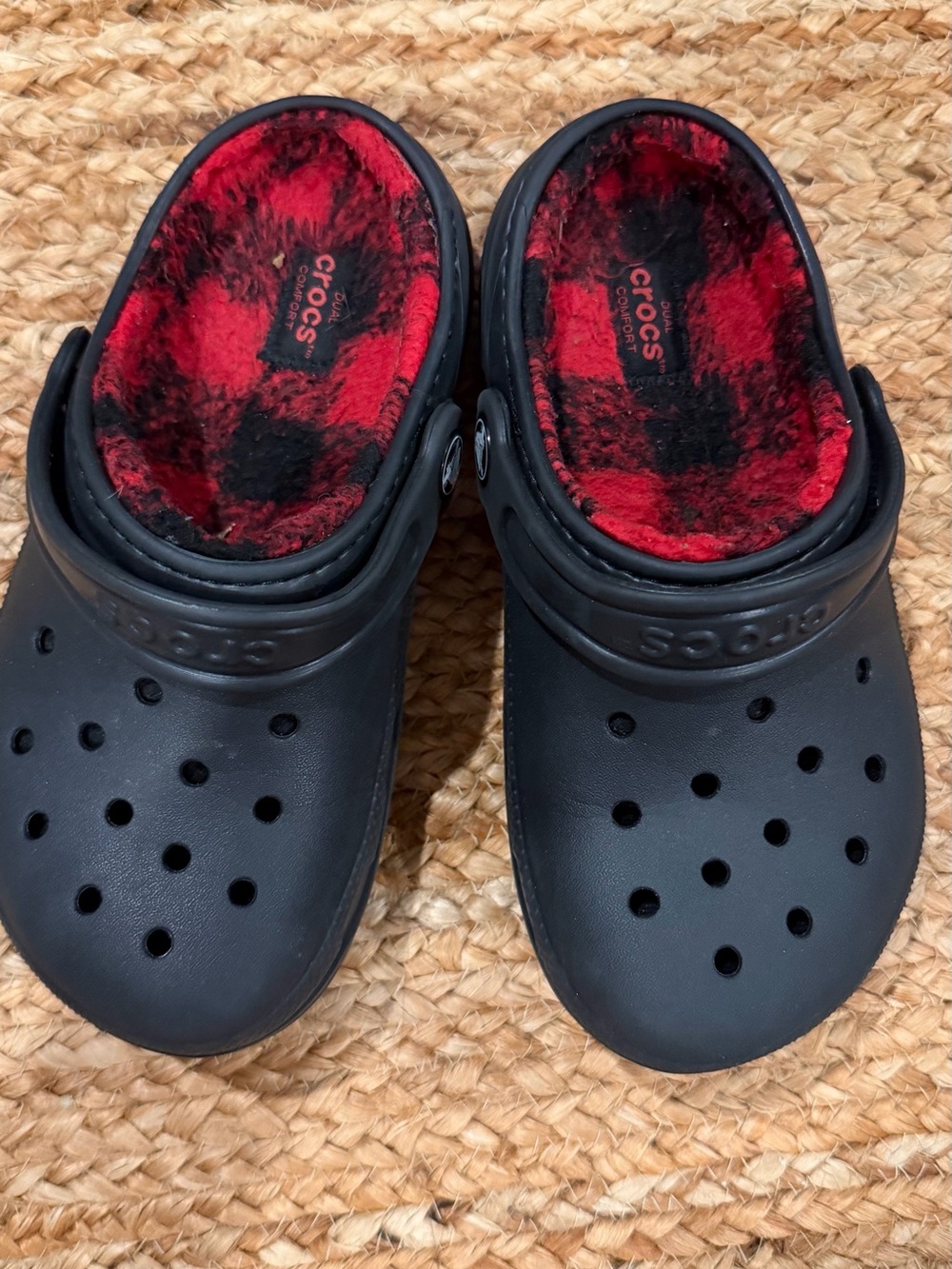 CROCS Kids Classic Clog with Red & Black Plaid Lining